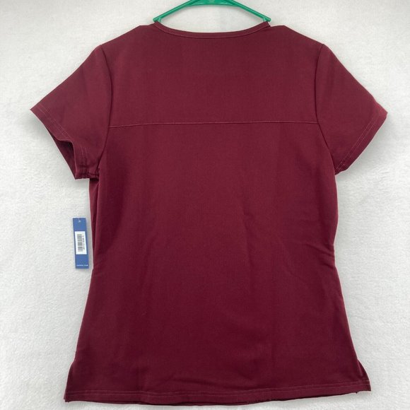 Jaanuu Women's Burgundy Pocket Wine Short Sleeve Scrub Shirt size S NWT - Picture 5 of 8